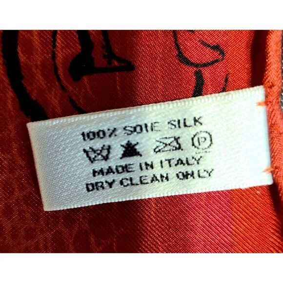 Christian Dior Red and Orange Silk Scarf 25×25 - Picture 8 of 8